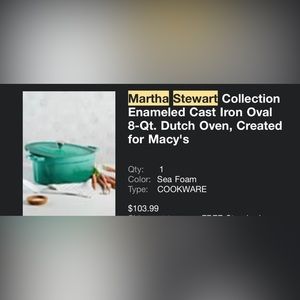 Martha Stewart collection – enameled cast iron oval 8-Qt. Dutch oven.